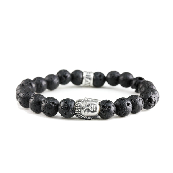 Bracelet Bouddha Lava et argent