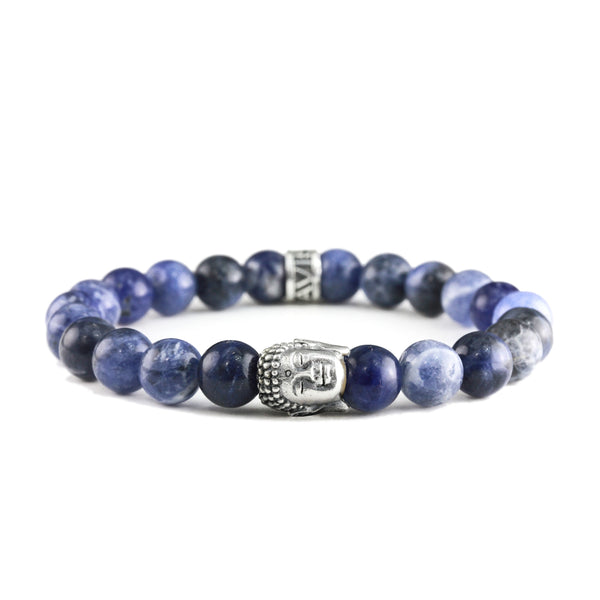 Bracelet Tête Bouddha Sodalite et argent