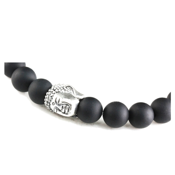 Bracelet Bouddha Onyx Mate et argent