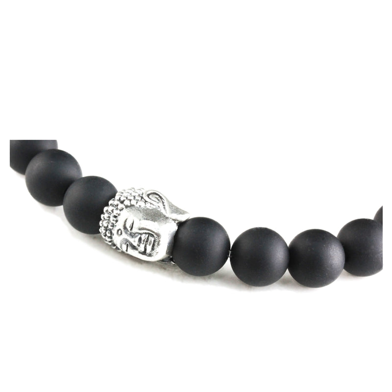Bracelet Bouddha Onyx Mate et argent
