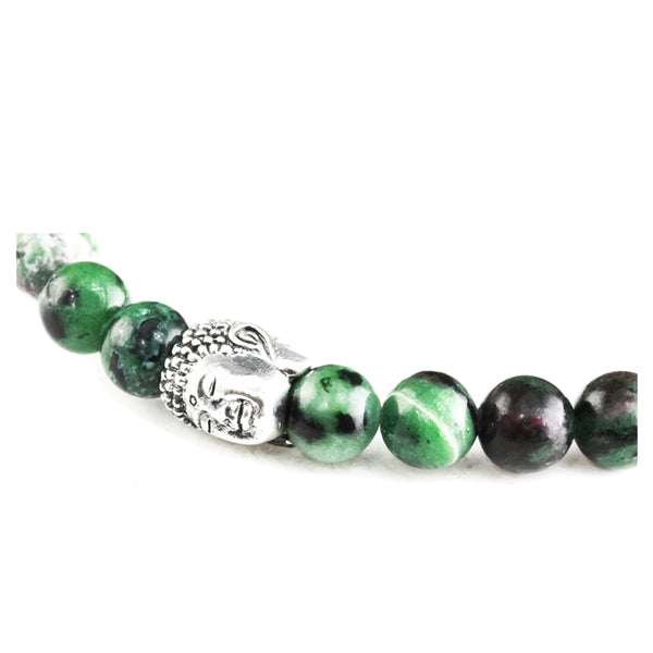 BRACELET BOUDDHA RUBIS ZOISITE ET ARGENT